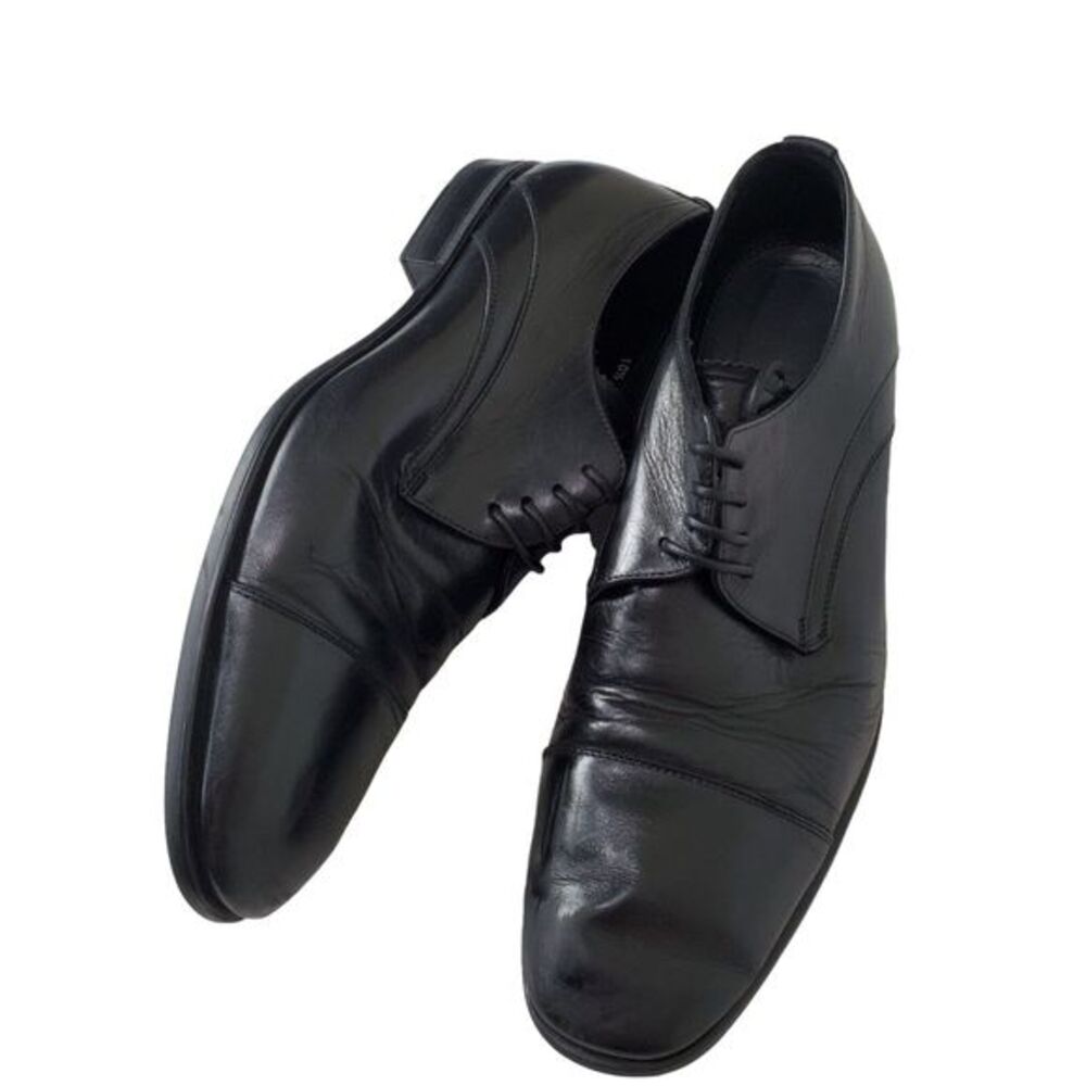 Aquatalia Mens Timeless Classic Professional Abe Derby 10.5 Black Leather Italy